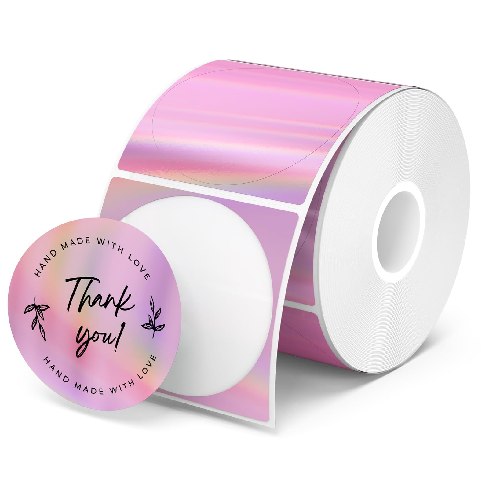 Snapklik.com : 2" Circle Holographic Thermal Label Stickers Pink, Round ...