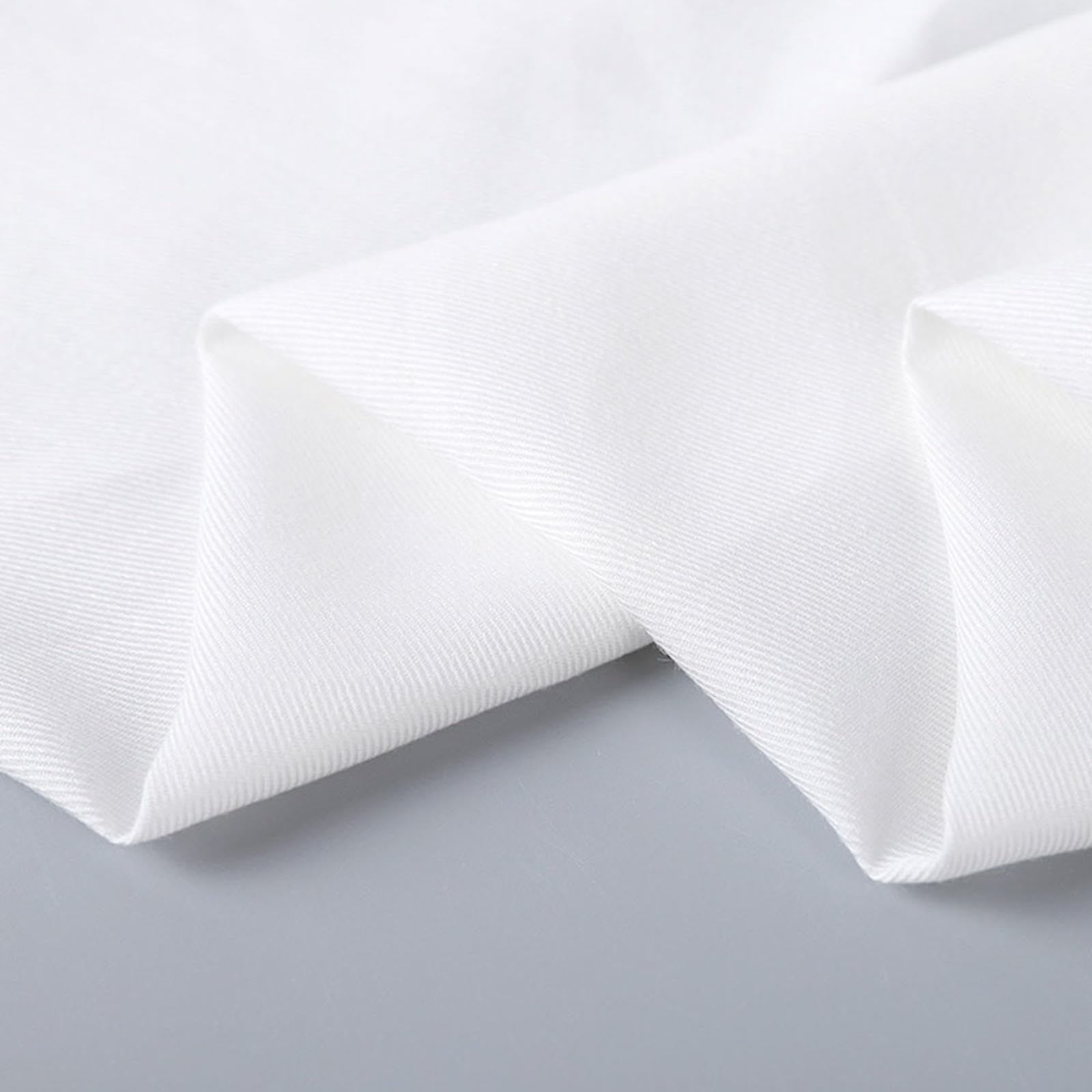 DTREEL Tessuto Twill di Cotone Artificiale Bianco Solido Venduto al Metro, Larghezza 145 cm/57 Pollici, S60*60 140 * 65, Tessuto per Camicie e Pantaloni Eleganti, Tessuto di Base Stampato,PD06-6m