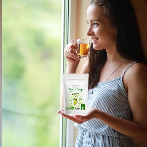 Miniatura 5 de Kovafood Hojas de té de guanábana secas, té de hojas sueltas Graviola seco, Hojas de Guanabana Seca I Hojas secas de sopa agria - 4 oz. Bolsa