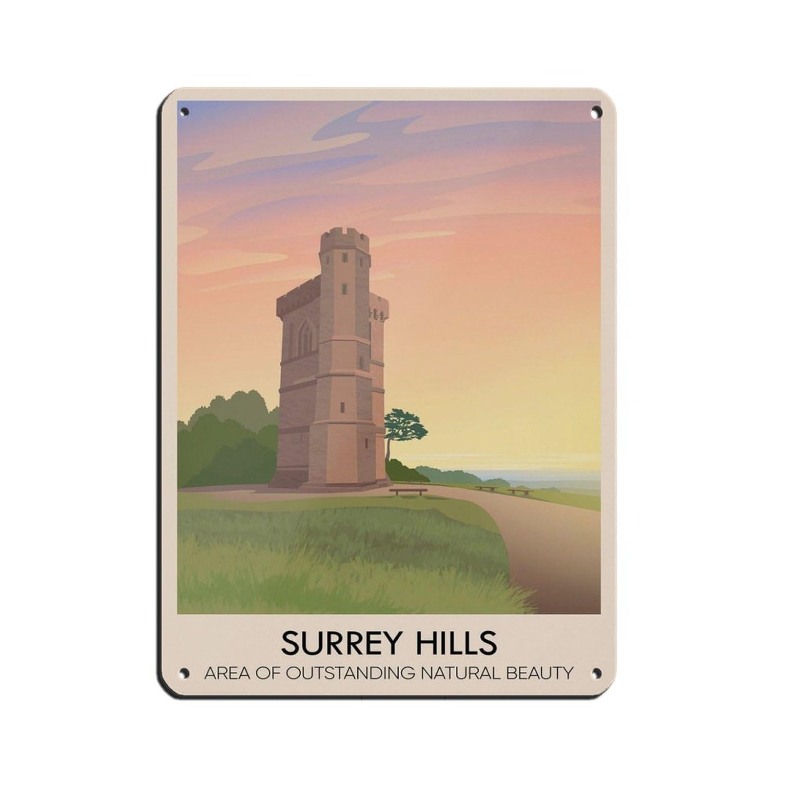 Lxwnze 30L X 40W Cm Surrey Hills Aonb Poster,Leith Hill Travel Retro Poster Metal Tin Sign Chic Art Retro Iron Painting Bar People Cave Cafe Family Garage Poster Wall Decoration 12X16inch(30X40cm)