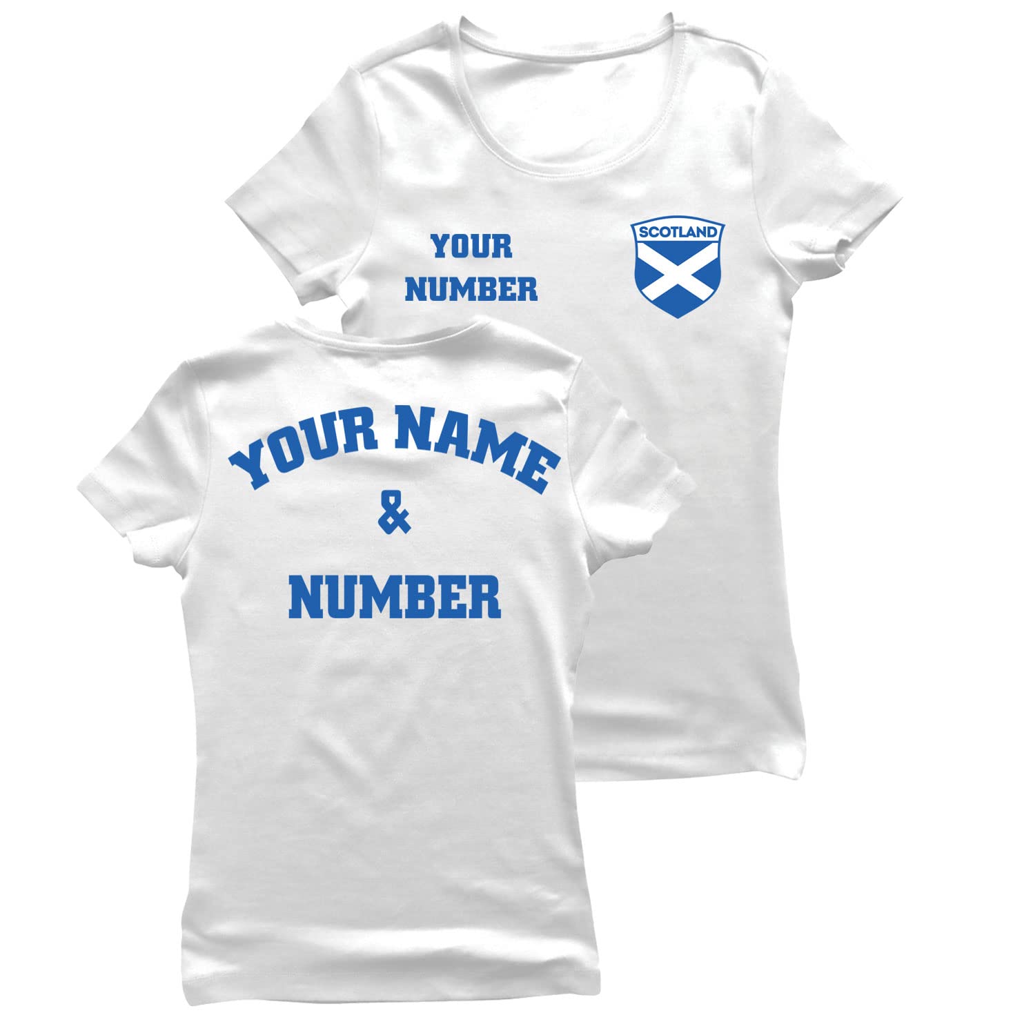lepni.me Womens Scotland Football Shirt Your Name Number Scottish Flag Badge Personalized Jersey Custom Soccer World Cup 2022 (M White Multi Color)