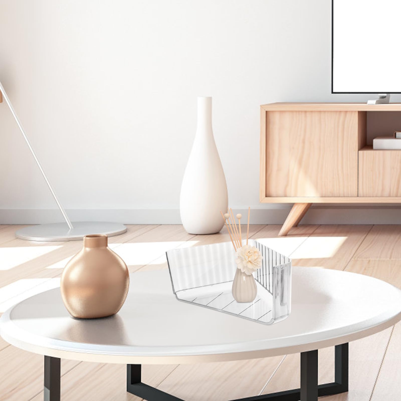 Organizzatore triangolare impilabile trasparente per gioielli, collane e rossetti, scatola portaoggetti multiuso da scrivania, organizer per trucchi per trucco e trucco per la casa
