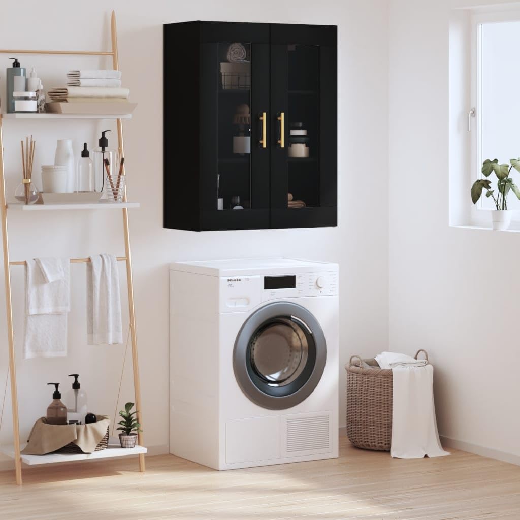 Armoire murale noire en bois d'ingénierie 69,5x34x90 cm meuble de rangement de salon pour chambre