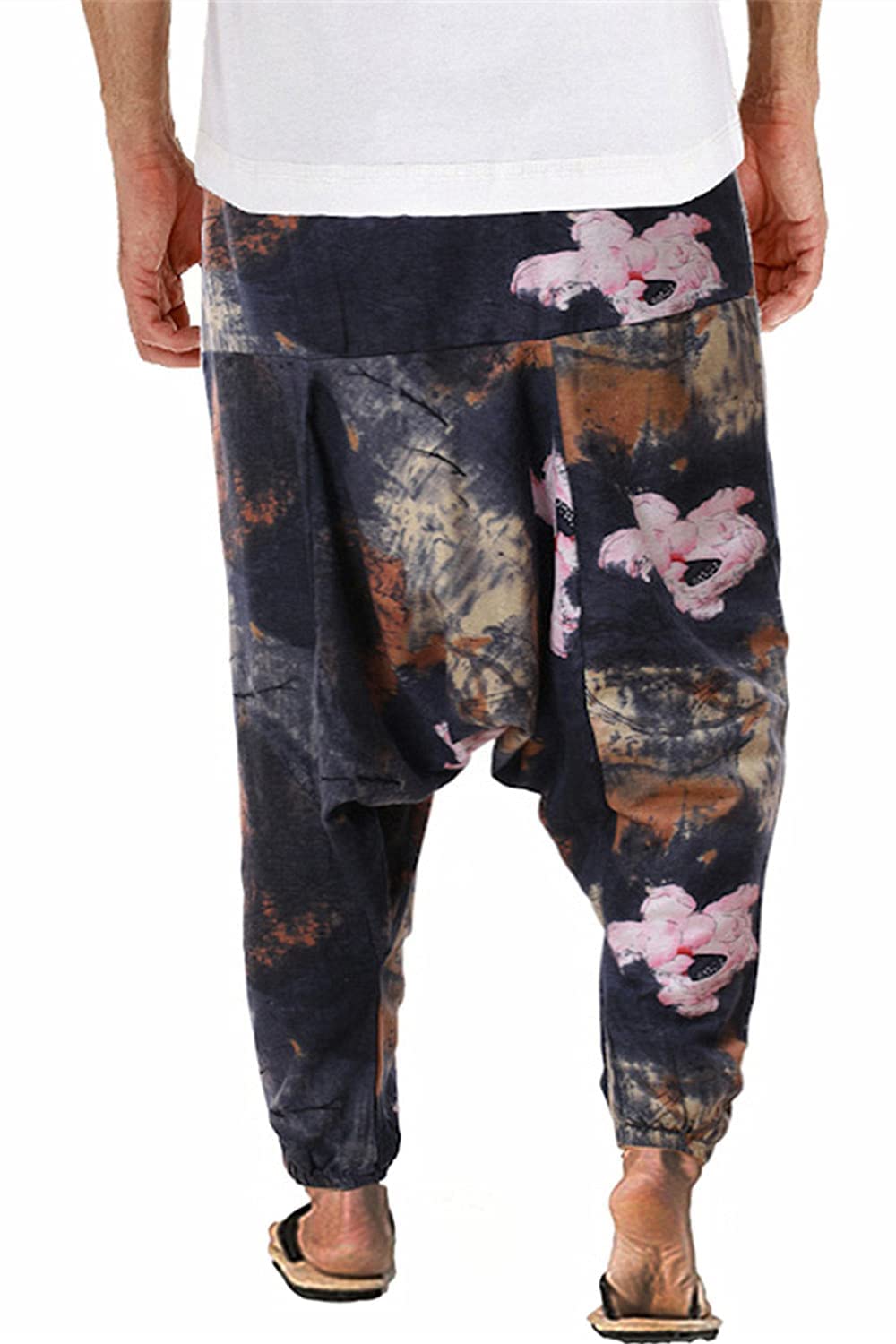 perdontoo Hombre Harem Cómoda Cintura Elástica Casuales Moda Yoga Hippies Pantalones