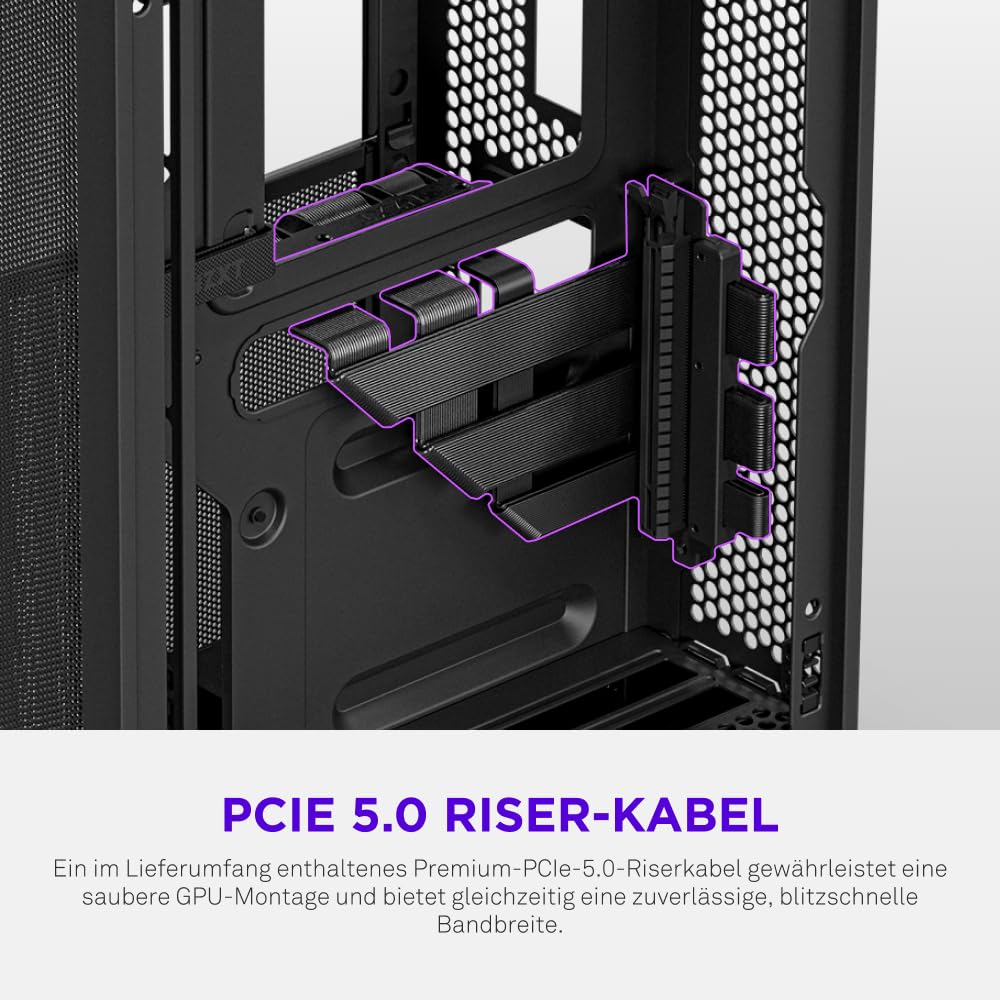 NZXT H2 Flow – Mini-ITX 20,7L High-Airflow PC-Gehäuse – Inkl. 2 x 120-mm-Lüfter Oben & PCIe 5.0-Riser Cable– 331-mm-Grafikkarte – 280-mm-Radiator – Schwarz