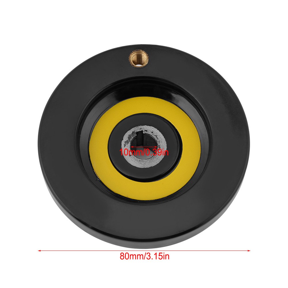 Revolving Handle Hand Wheel, 1 pcs Black Lathe Milling Machine Rear Ripple Hand Wheel with Revolving Handle for Milling Machine Lathes Grinders(10 * 80mm)