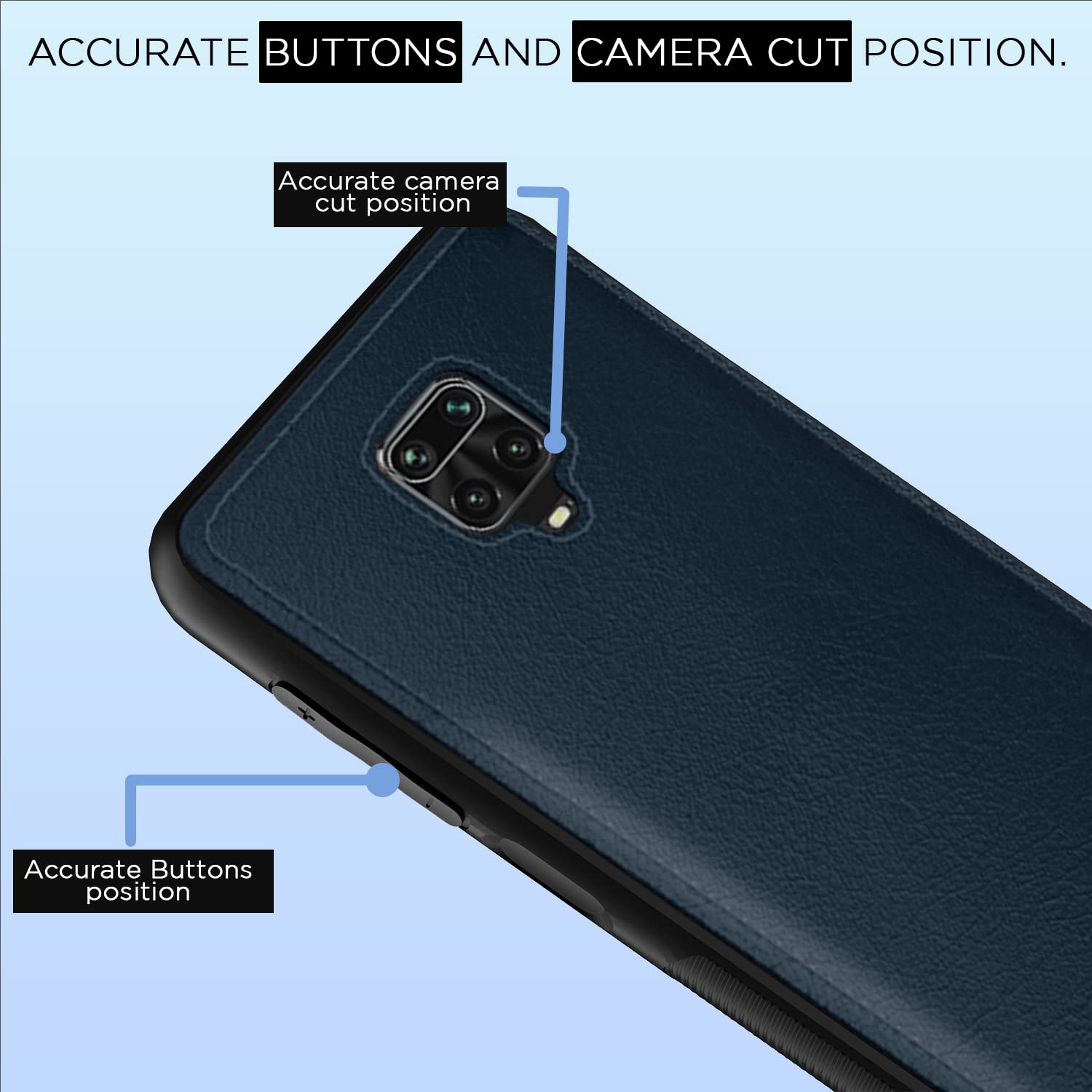 Pikkme Redmi Note 9 Pro/Note 9 Pro Max/Poco M2 Pro/Redmi Note 10 Lite Back Cover | Flexible Pu Leather | Full Camera Protection | Raised Edges | Super Soft-Touch | Bumper Case (Blue) 4