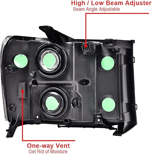 Miniatura 2 de PIT66 Faros delanteros, compatibles con GMC Sierra 1500 2500HD 3500HD del lado del conductor y del pasajero, lente ahumada, carcasa cromada,