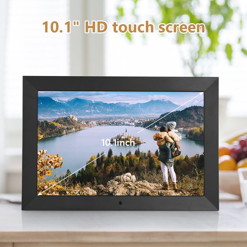 Vicloon Cadre Photo Numérique 10,1 Pouces avec Télécommande, 32 Go Stockage, Cadre Photo Électronique, Écran HD 1280x800 IPS, Support Lecteur Photo/Vidéo/Calendrier/Alarme, Rotation Automatique