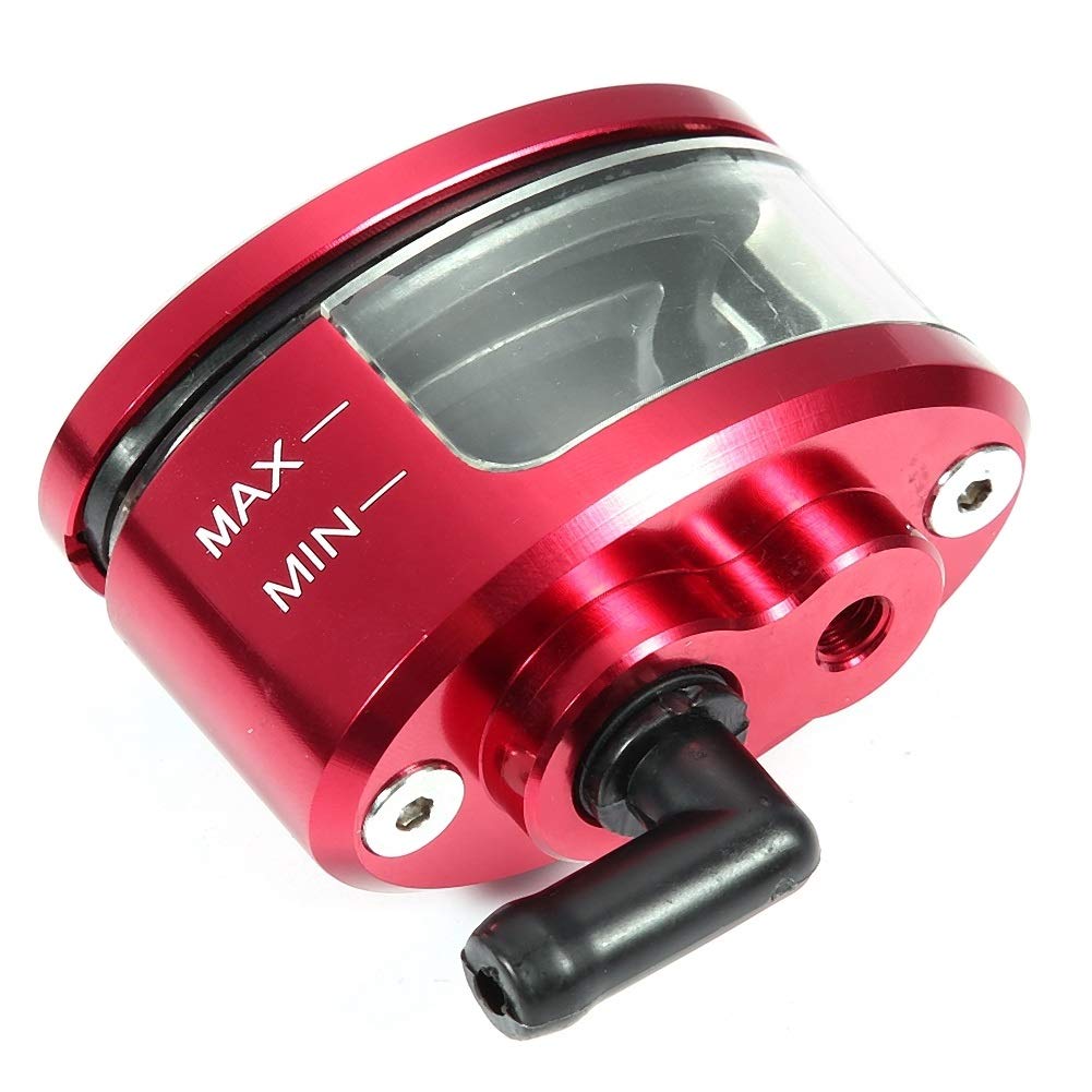 KSTE Motorcycle Brake Reservoir Cup, Motorcycle CNC Brake Clutch Master Cylinder Fluid Reservoir Tank Oil Cup Fit Compatible with Suzuki Red