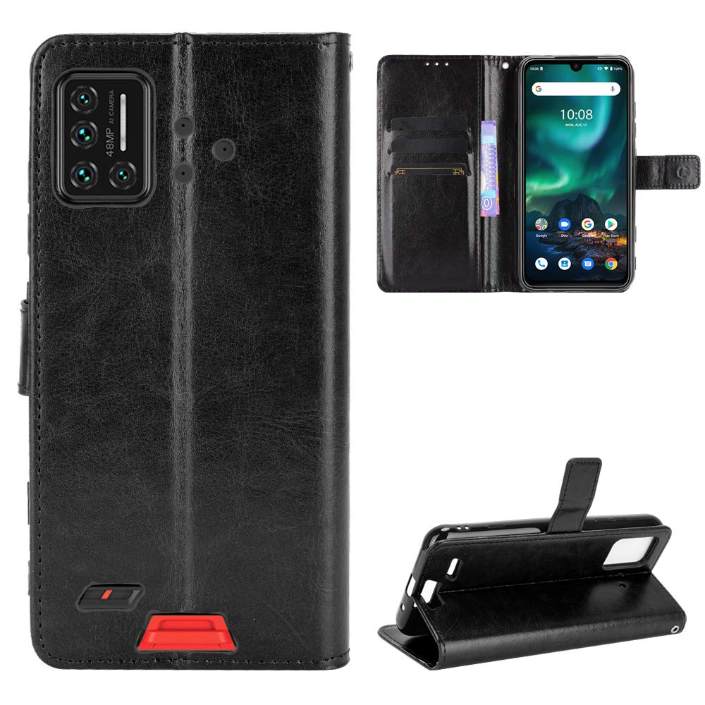 QiongNi Case for Umidigi Bison Case Cover,Flip Leather Wallet Cover Case for UMI Umidigi Bison Case Black