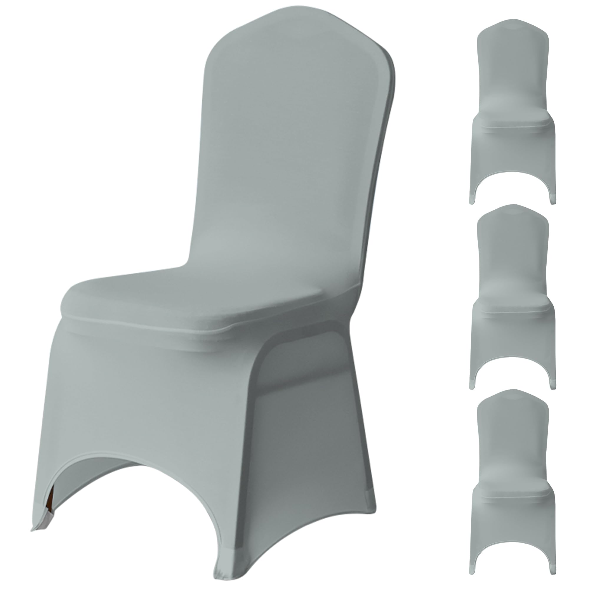 WedDecor Universal Wedding Chair Covers, 4Pcs Silver Spandex Stretch Dining Chair Slipcovers, Washable Banquet Chair Covers for Parties, Events & Celebrations — image 1