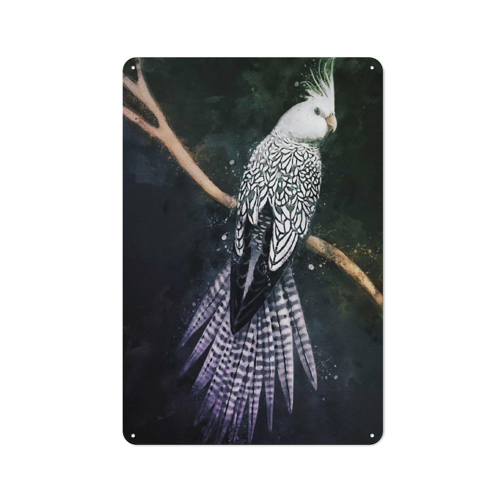 Junmoney Style-24 Modern Retro Metal Wall Art Sign 30X20cm Featuring Parrots Watercolor, Urban Room Decor For Workspace, Cafe, Hallway Or Garage