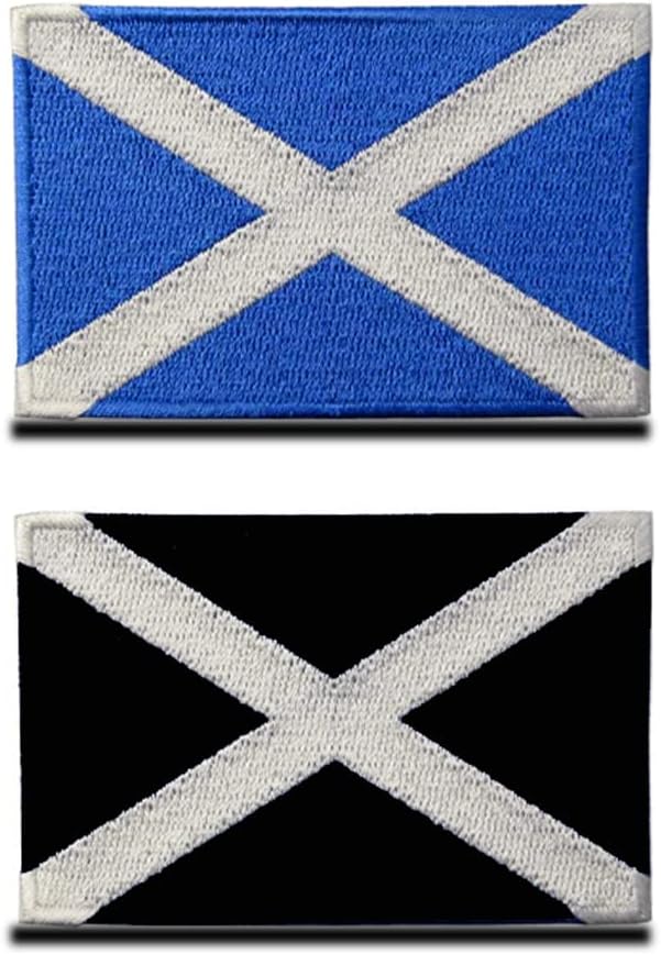 Zcketo United Kingdom Scotland Scottish Patch Hook and Loop Embroidered National Emblem Patch for Football Work Team Clothes Jersey Backpack Caps Travel Tactical -2 Pack Black & Blue