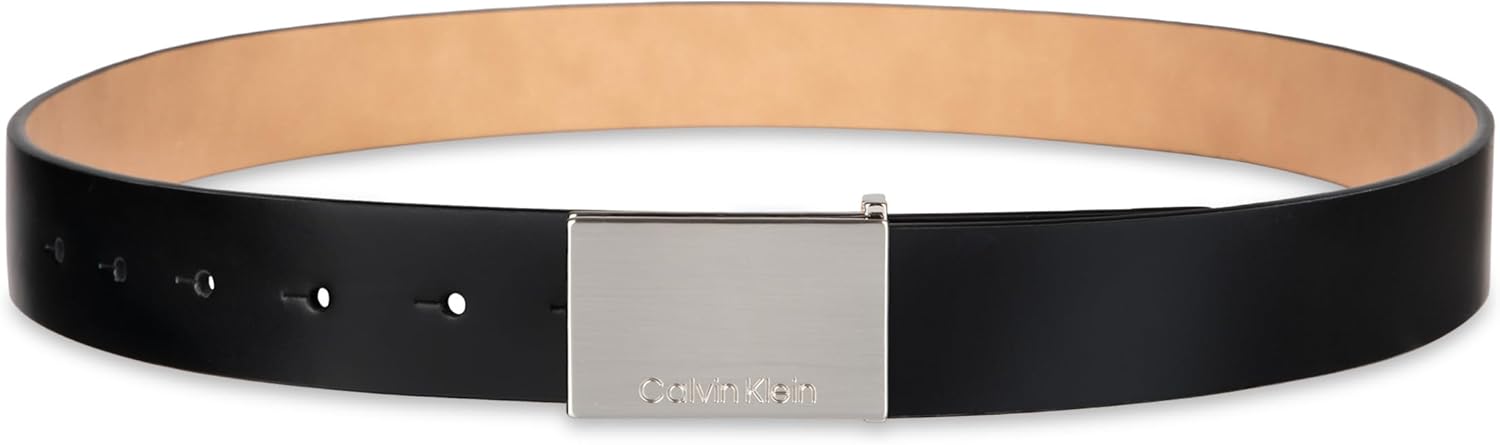Calvin Klein Men's Modern Plaque Buckle Belt with Logo Detail for Dress Pants - Image 4