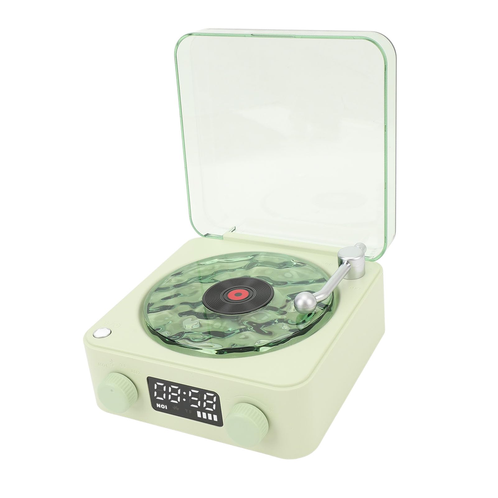 Cassa Bluetooth, Sveglia con Stile Giradischi, Luce Notturna