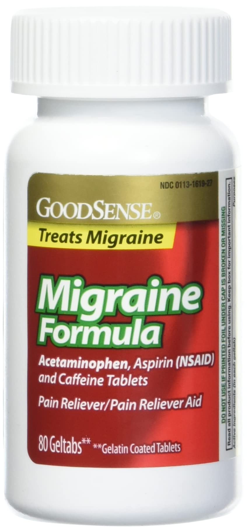 GoodSense Migraine Relief Geltabs, Acetaminophen, Aspirin (NSAID) and Caffeine, 80 Count