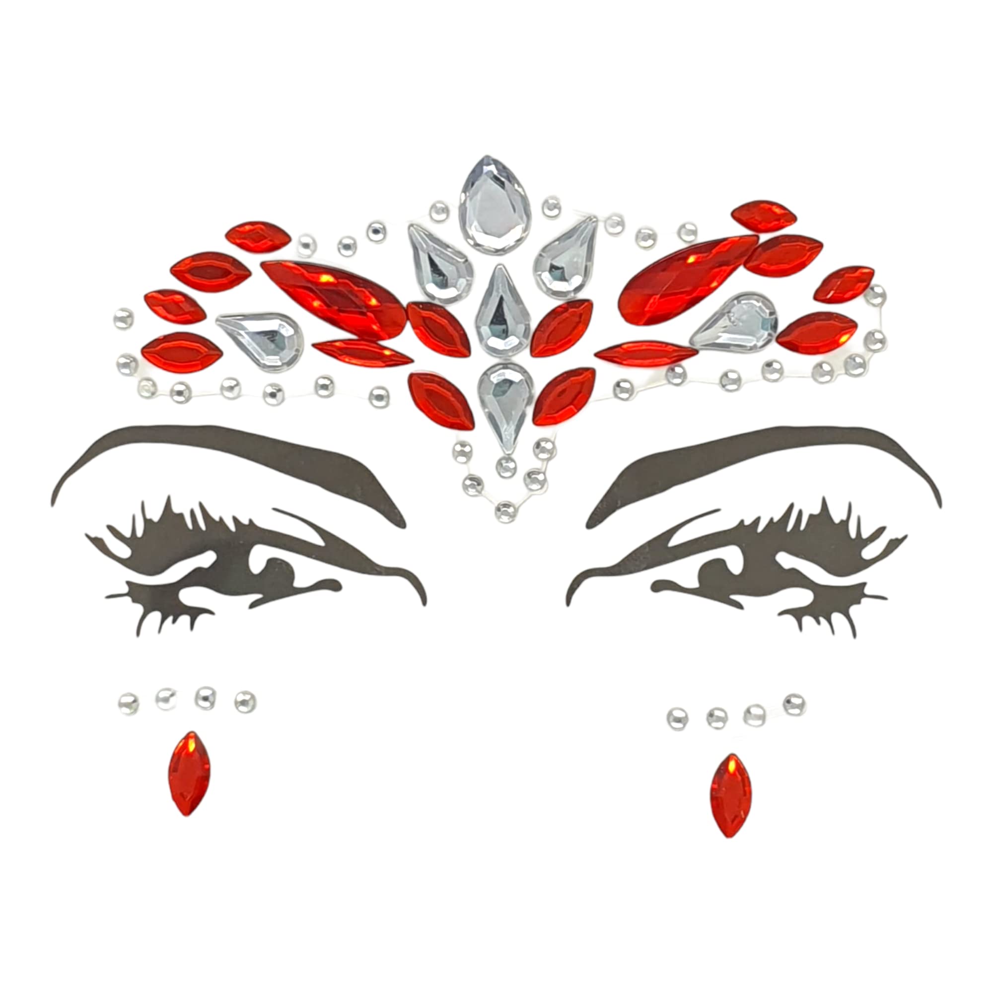 wonderCat LONDONRED Face Gems Adhesive Glitter Jewel Tattoo Sticker Festival Rave Party Body Make Up - AW153
