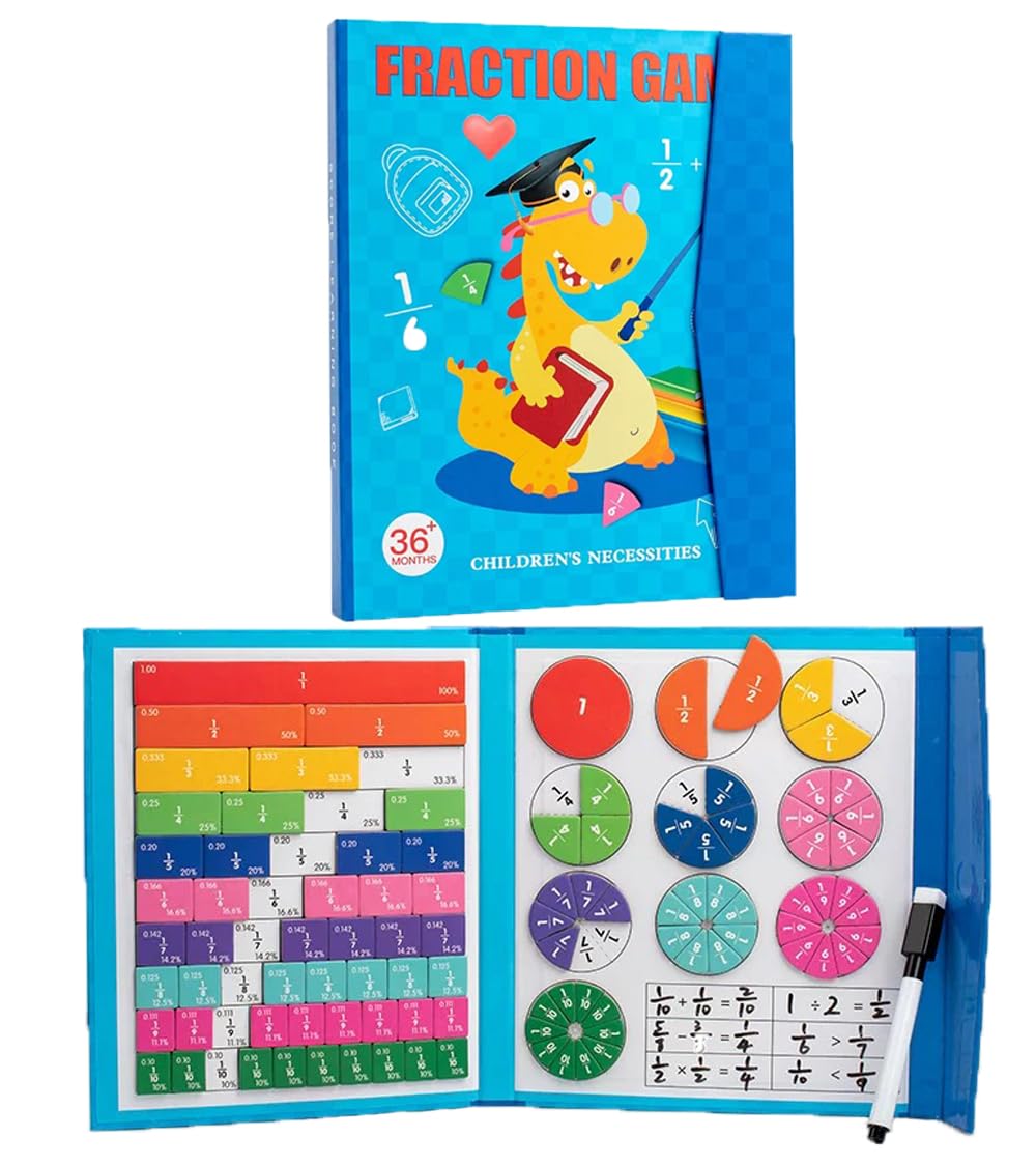 Puzzle educativo a frazione magnetica, 110 pezzi di puzzle a frazione magnetica per scuola elementare, set di cerchi di frazione, giochi di apprendimento per manipolatori