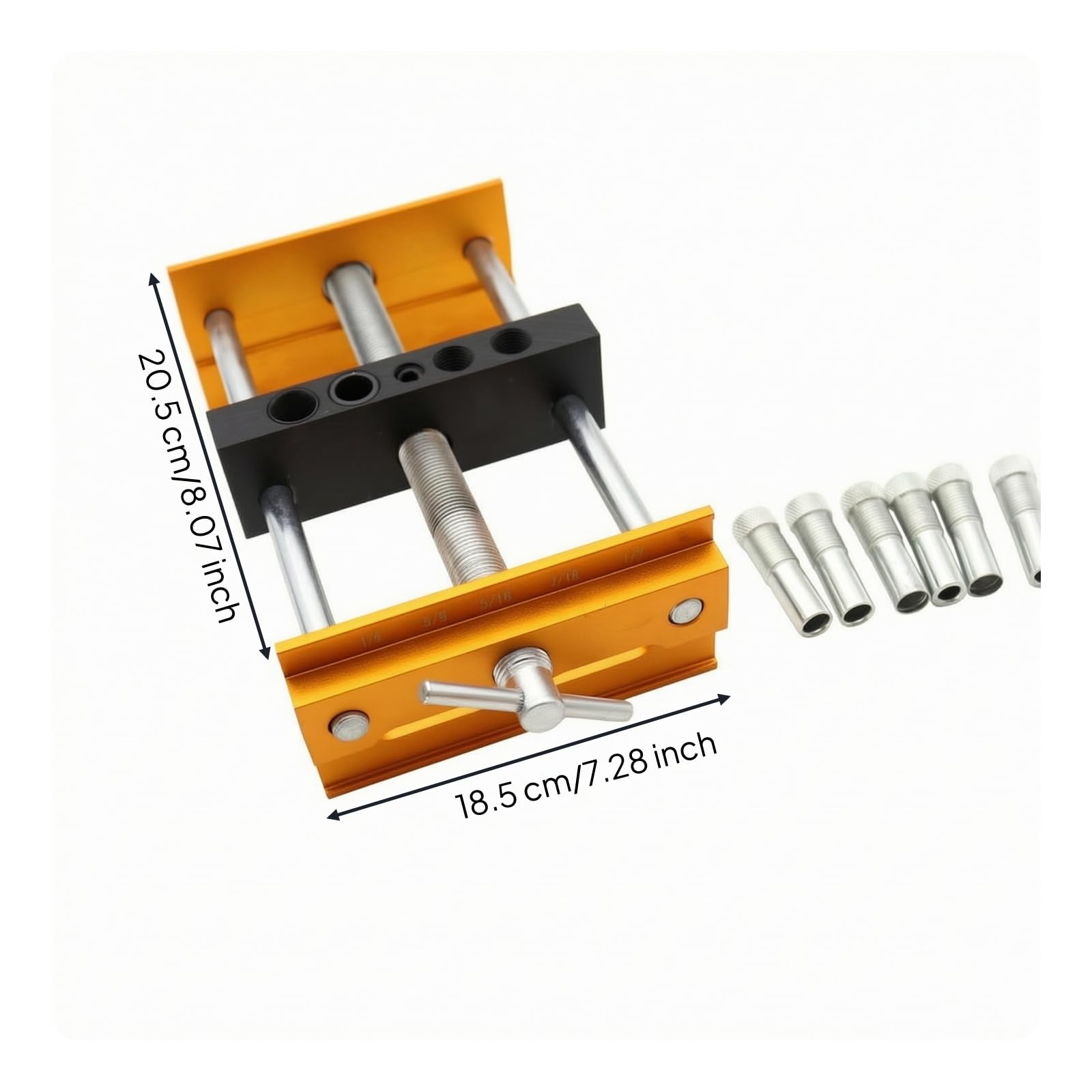 Kit di Guida per Trapano Professionale | Regolabile, Boccole di Guida, Anodizzato, Officina, Falegnami,