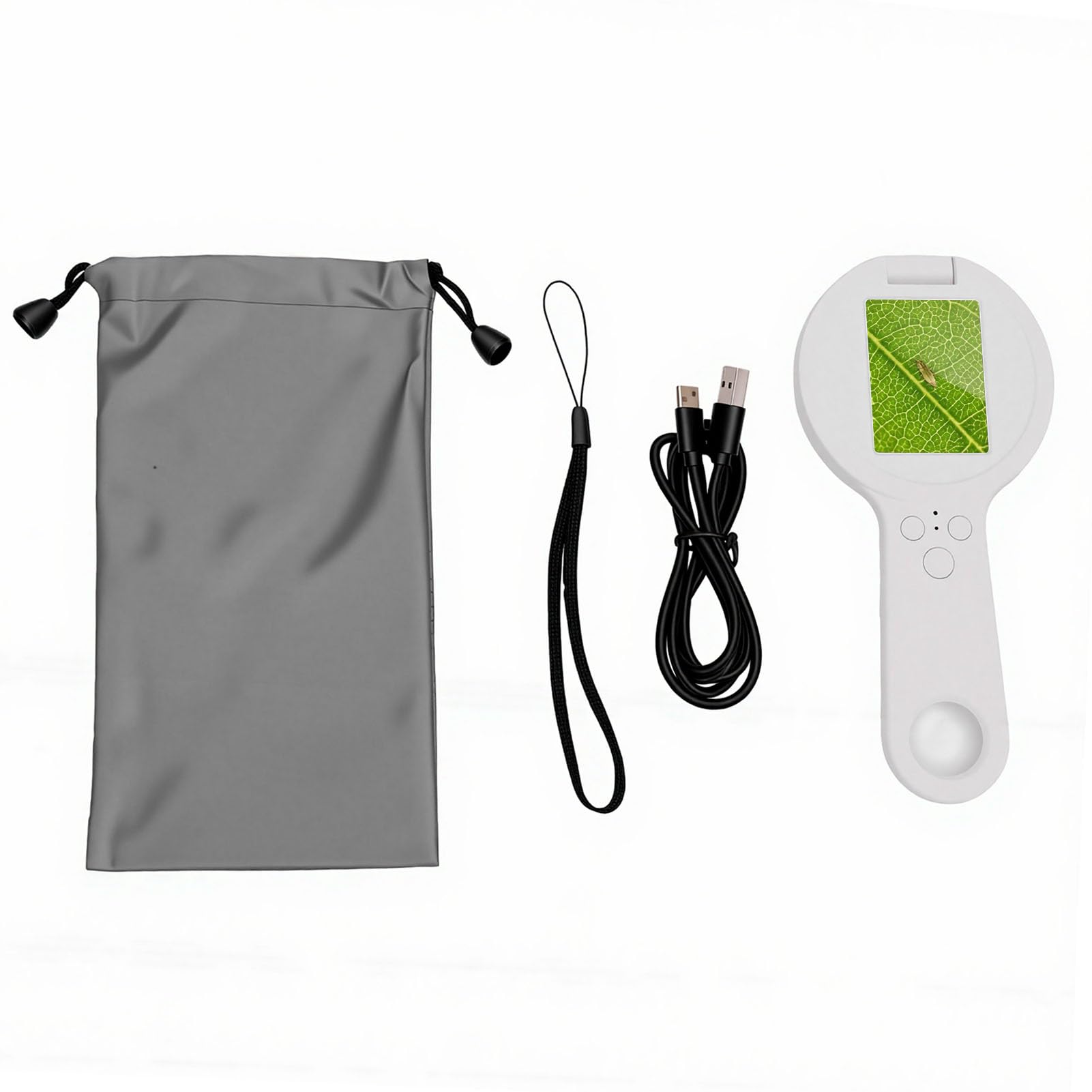Jiawu Lupa de Microscopio Digital Portátil con Aumento de 500x y 16 LED para Inspección Detallada (White)