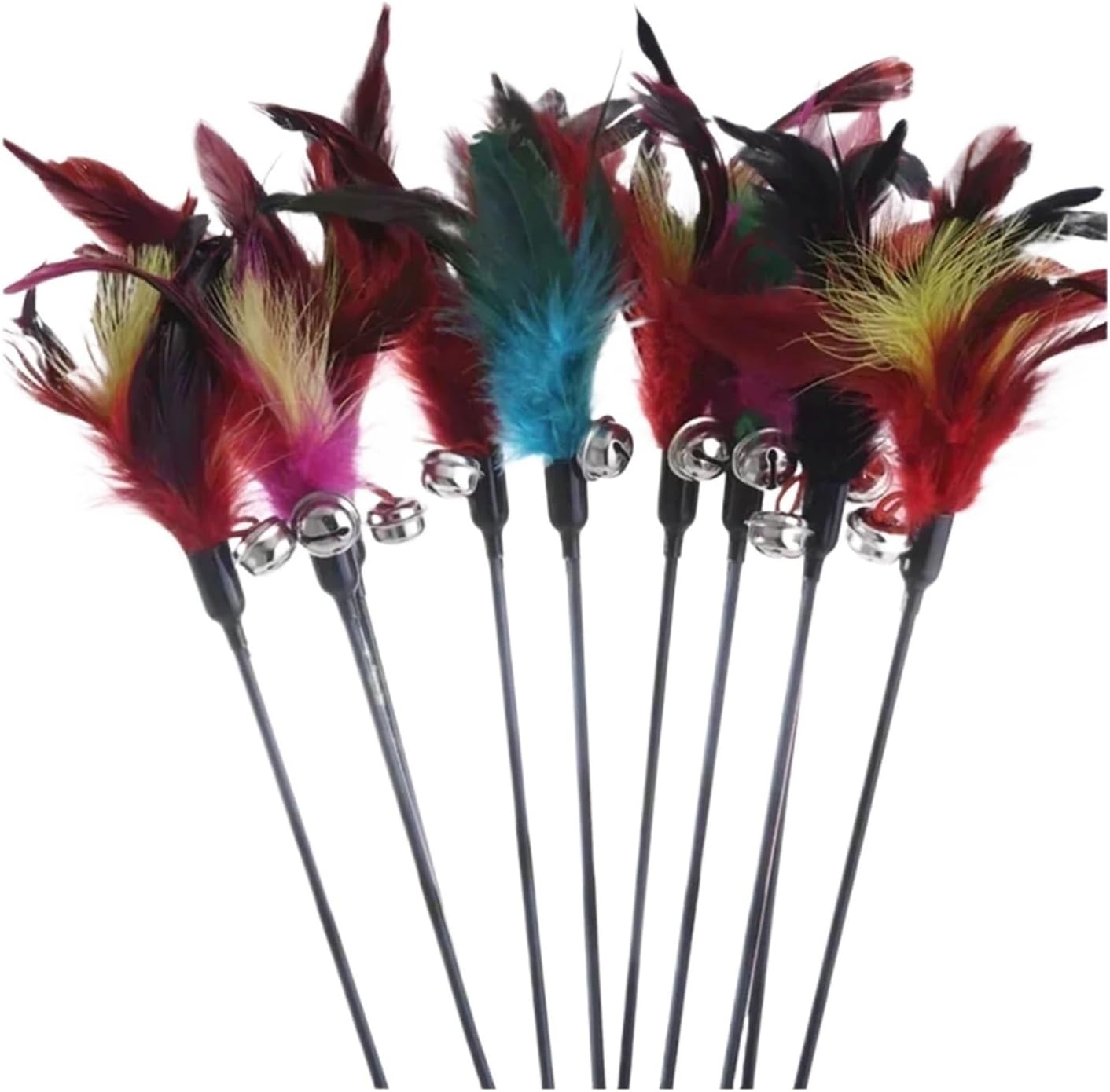 Genérico Cat Toy Feather Stick for Cats Kittens Interactive Pet with Bell Toys Supplies Play Game Products(Random Color 3 PCS)