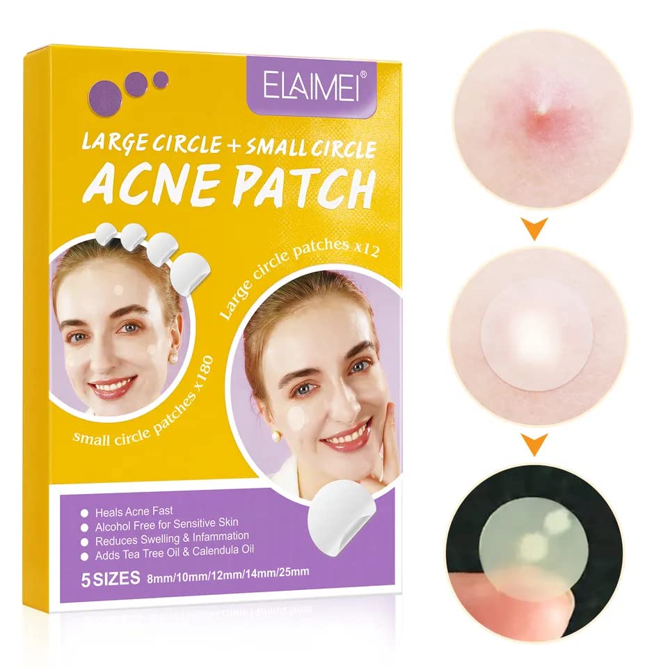 KANZA - 192 Pcs Acne Patches | Cute Pimple Patches,Pain and Scar Free Patches |Acne Care Pimple Patch Absorbing Cover| Acne Spot Treatment Stickers for Face & Skin Spot Patch | Unisex