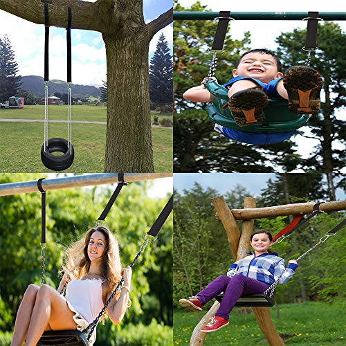 YUEMING Schommelbevestiging, Hangmat Bevestiging, Schommel Ophanging Riem Kit met 2 Karabijnhaken en D-ringen, Houdt tot… - Afbeelding 7