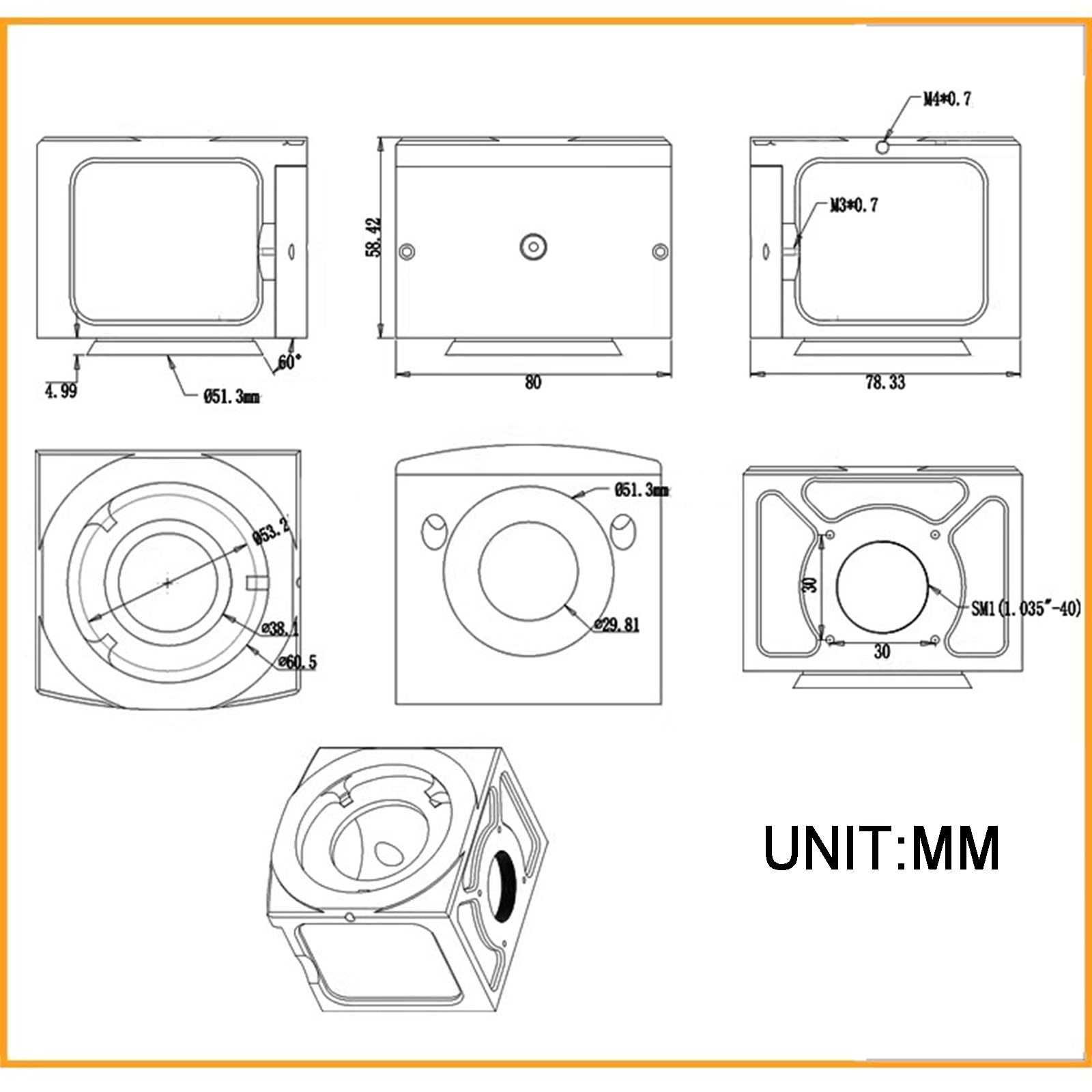 Modulo cubo di fluorescenza per microscopio, modulo in lega di alluminio a sgancio rapido con tubi lenti SM1 e sistemi a gabbia da 30 mm, filtro non incluso
