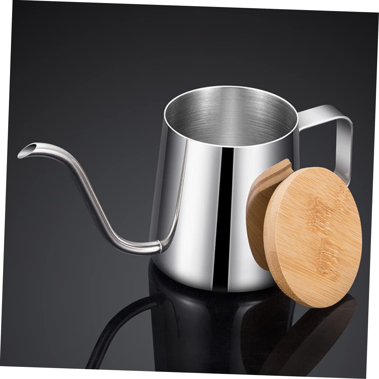 FUNOMOCYA Coffee Pot Hand Drip Coffee Camping Coffee Makers Stainless Tea Kettle Pouring Kettle Gooseneck Coffee Kettle Stovetop Whistling Kettle Black Kettle Silver Stainless Steel