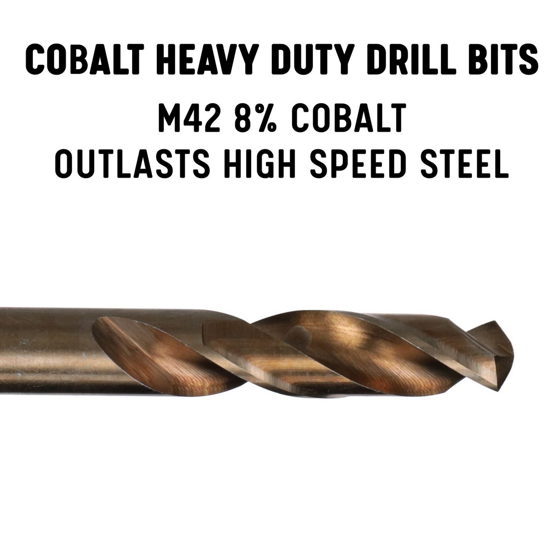 Drill America D/ASTCO Series - Juego de brocas para máquina de perforación de cobalto (26 - 60 piezas, 1/16" - 1/2", #1-60, A-Z), punto dividido de 135 grados, acabado en óxido de oro, vástago redondo, "A" - "Z", 1
