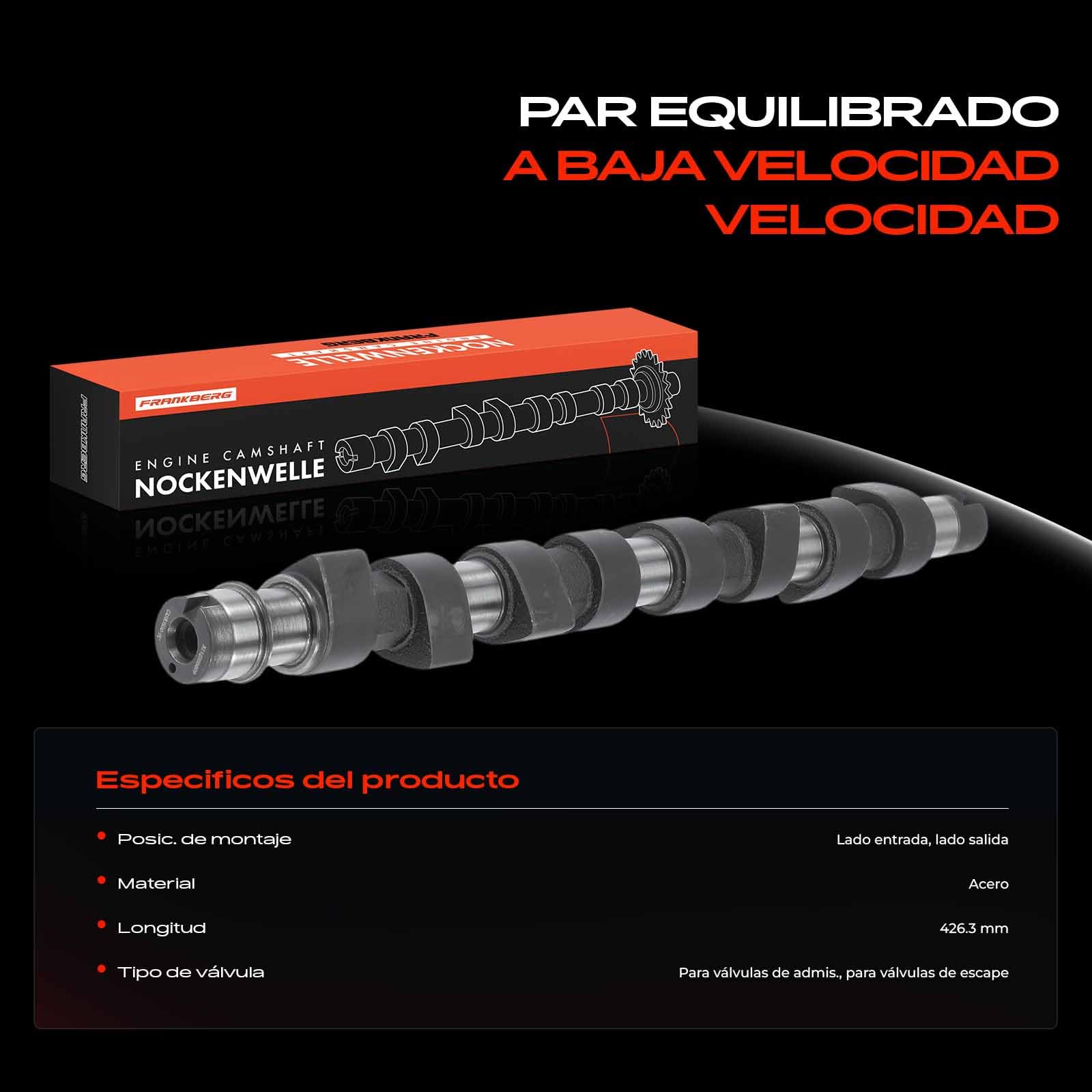 Frankberg Árbol de levas 46772393 | Compatible con: Idea 350, Doblo Box/MPV 223, Marea 185, Lybra 839, Doblo MPV 119 223, 9-3 Familiar E50, Vectra C CC Z02