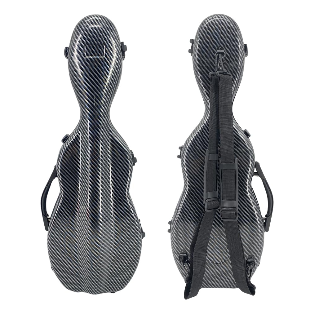 Yinfente, Custodia per violino 4/4 in misto fibra di carbonio, custodia protettiva, colore bianco e nero (nero)