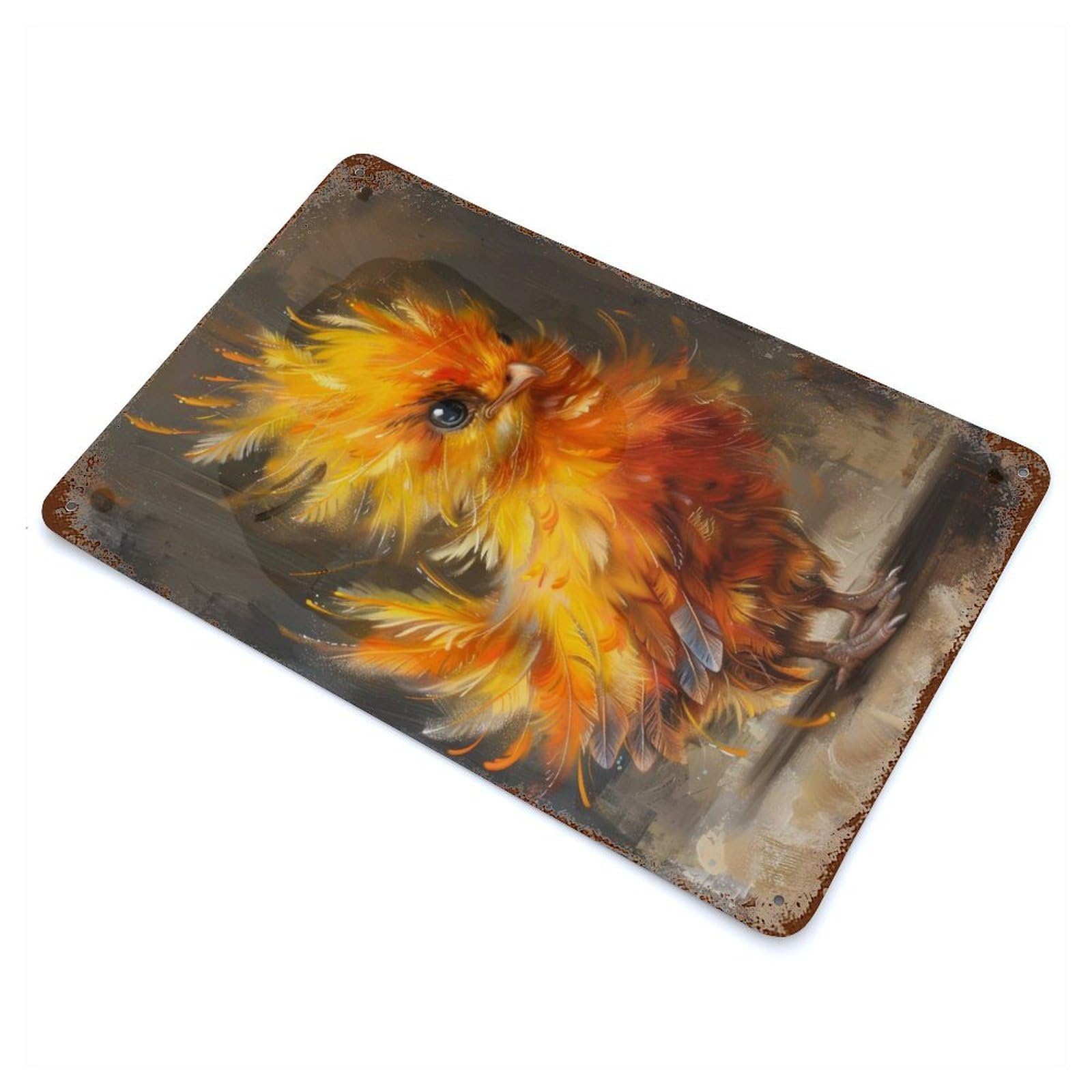 Garage Style Fiery Chick Vintage Metal Tin Sign 11.8"x7.9", Rustic Home Decor for Bar And Workshop