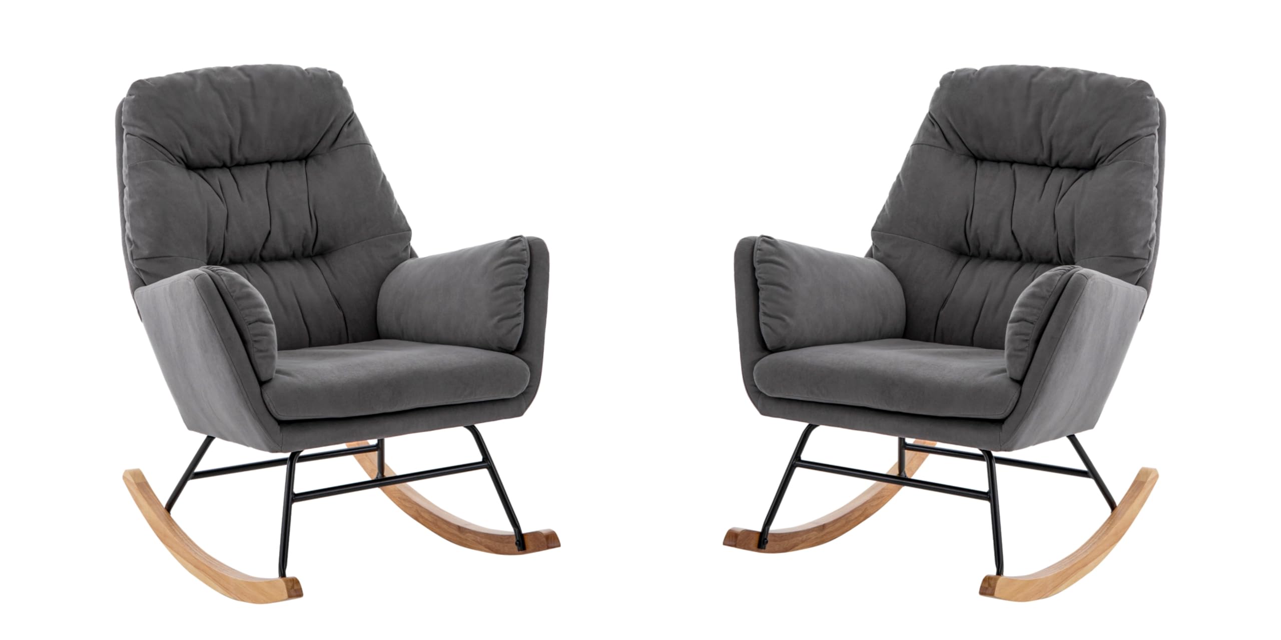 lamberia nursery rocking chairs for baby room teddy upholstered glider recliner with high backrest and padded armrests comfy rocker chair for living room bedroom office ivory