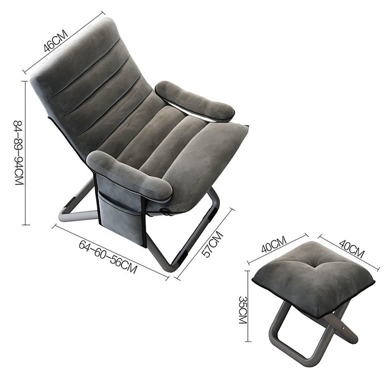 Silla Perezosa con Otomano Y Reposabrazos, Sillón Plegable Moderno, Sofá Reclinable Silla De Ocio con Reposapiés para Sala De Estar, Dormitorio, Oficina,B