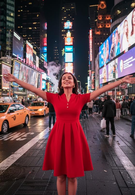 Womens Short Sleeve V Neck Casual Semi-Formal Dress Wedding Guest Cocktail Dresses with Pockets - Image 6