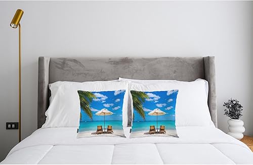 Miniatura 10 de Swono Juego de 2 fundas decorativas para cojines de hojas de palmera para el hogar, diseño de hojas tropicales, palmeras de la selva, para