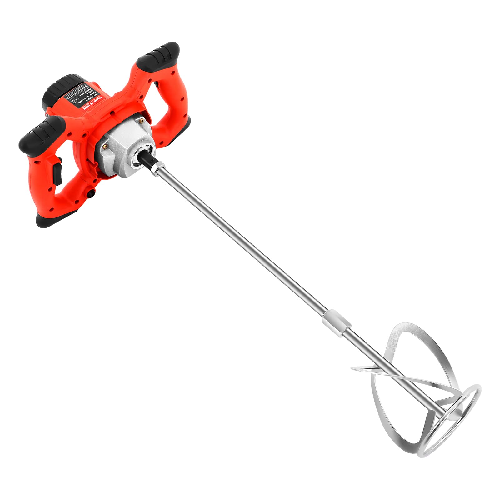 Mélangeur de mortier 1500 W - Mélangeur à béton - 6 vitesses - Électrique - Ergonomique - Batteur professionnel - Pour mélanger ciment, mastic - Couleur