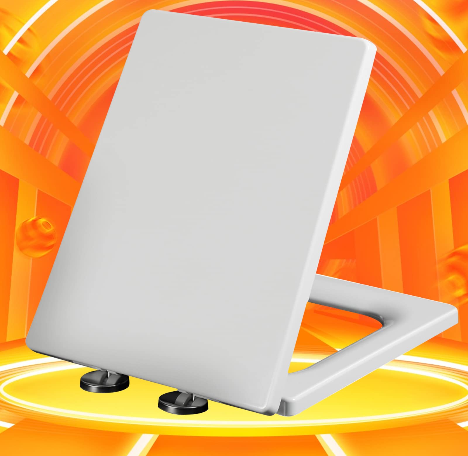 Square Toilet seat, Quick Release Clean Compatible Standard Square Toilets, Adjustable, Lightweight, Durable, Portable, User-Friendly, Compact Lightweight Build, Easy