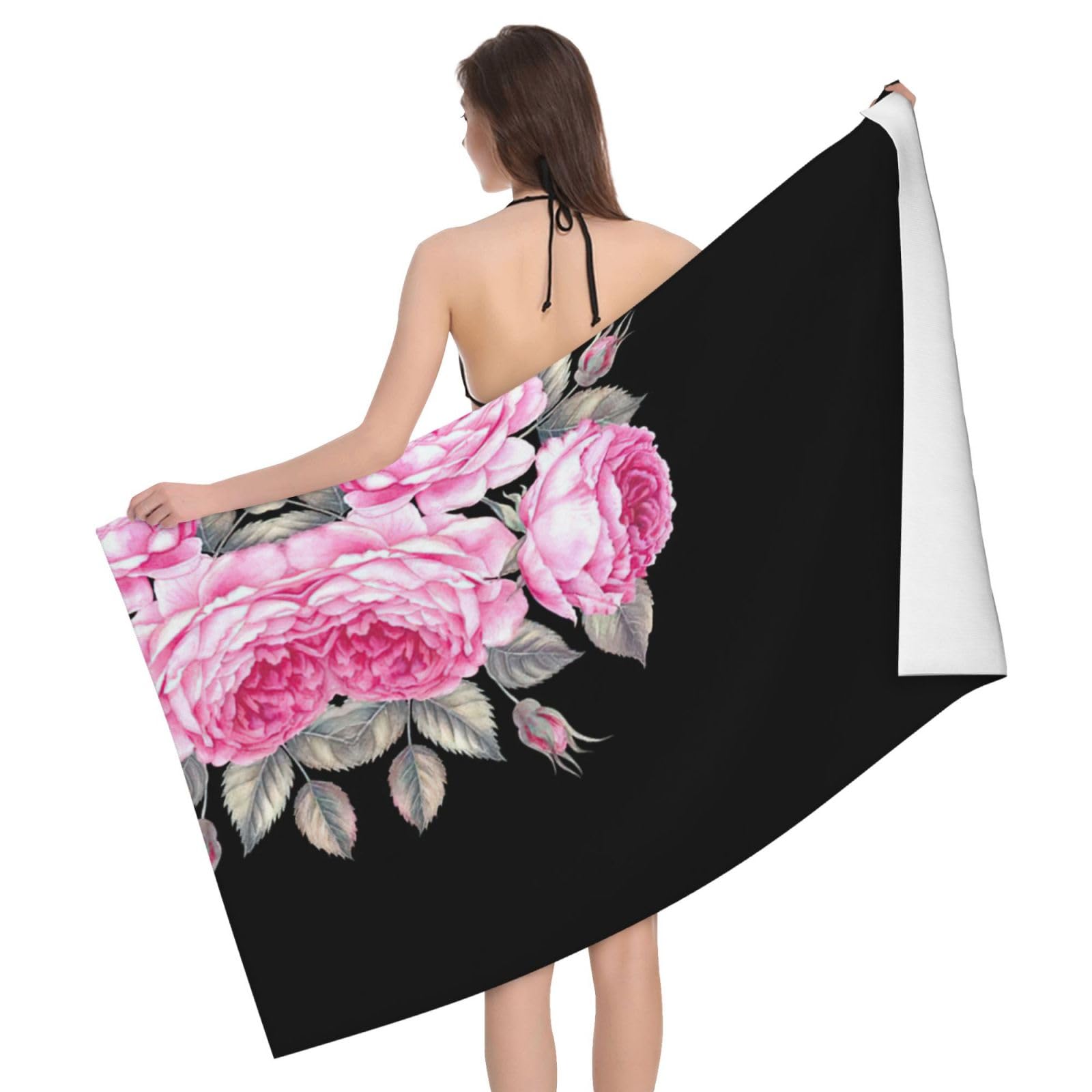 Serviette de bain microfibre ultra absorbante et séchage rapide pour la douche, motif floral