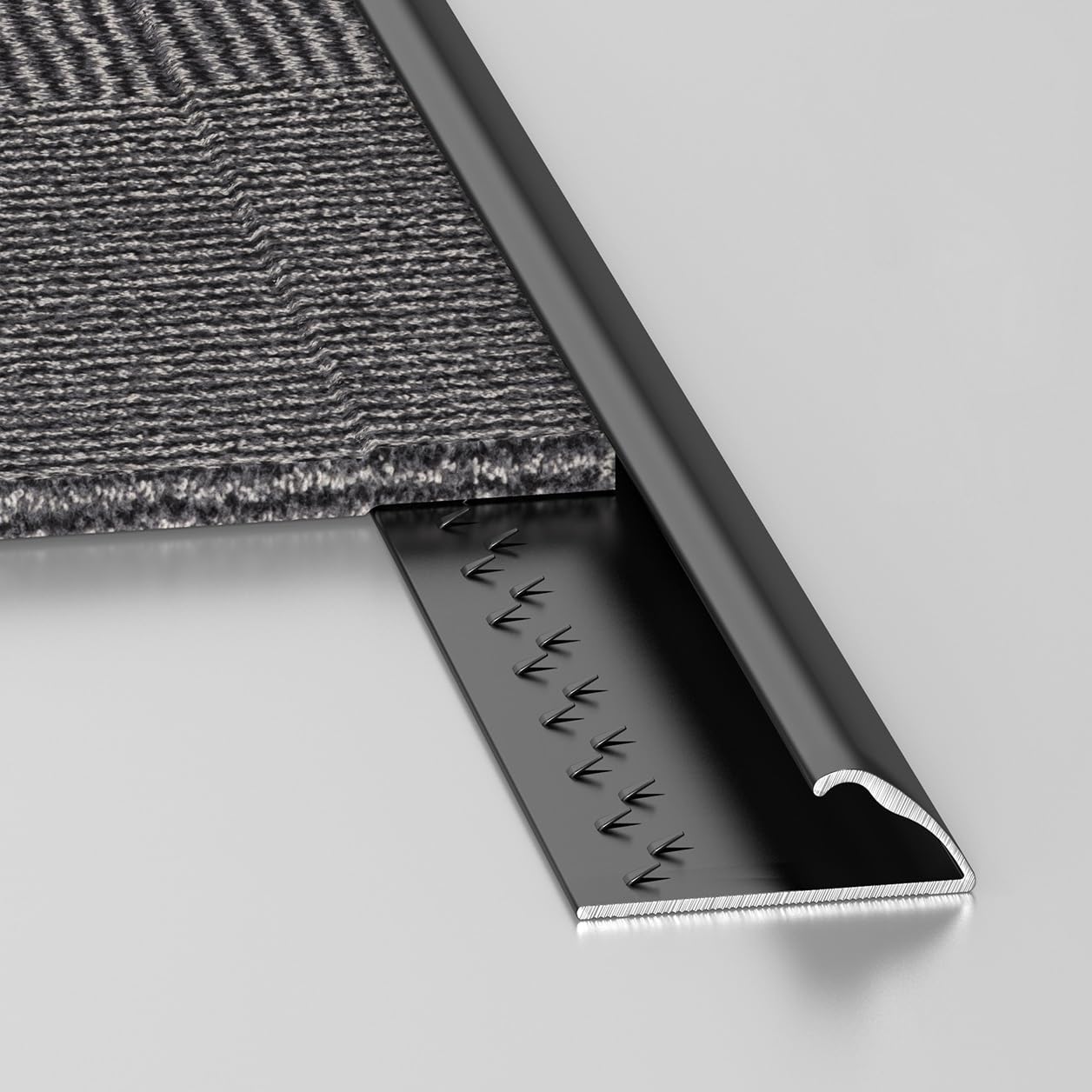 Profilo Di Transizione Per Pavimenti In Moquette E Piastrelle - Strisce Di Copertura In Metallo Antiscivolo Per Bordi Di Pavimenti Senza Soluzione Di Continuità(Nero,3.6cm)