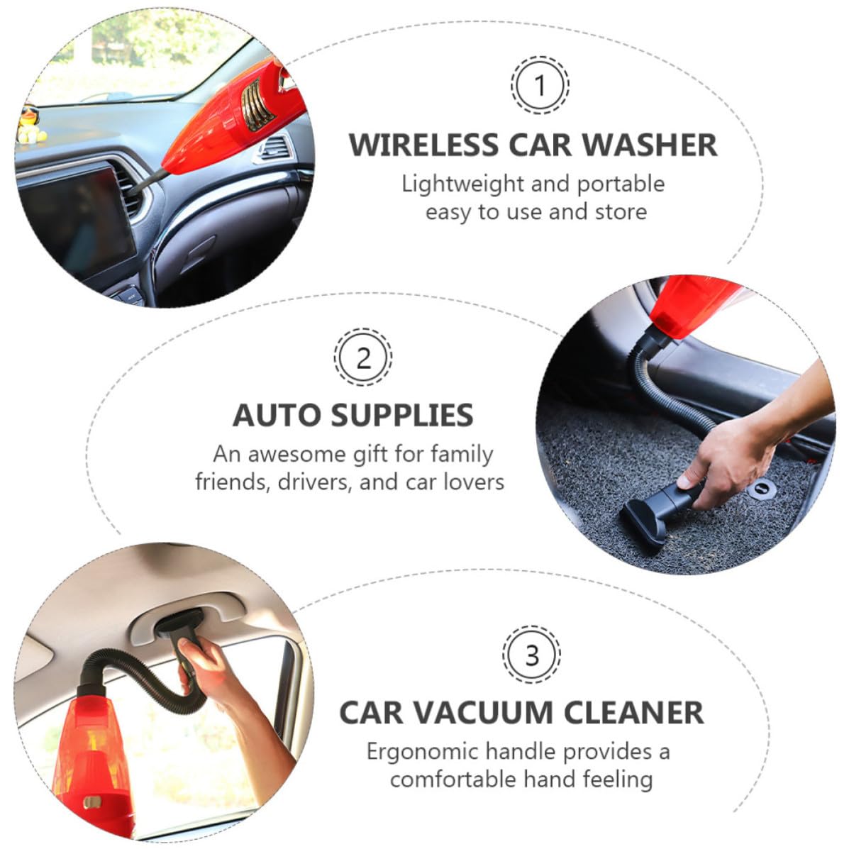 NUOBESTY Aspirapolvere Portatile per Auto Rosso in Abs, Mini Aspirabriciole senza Fili, Leggero e Potente la Pulizia Durante la Guida