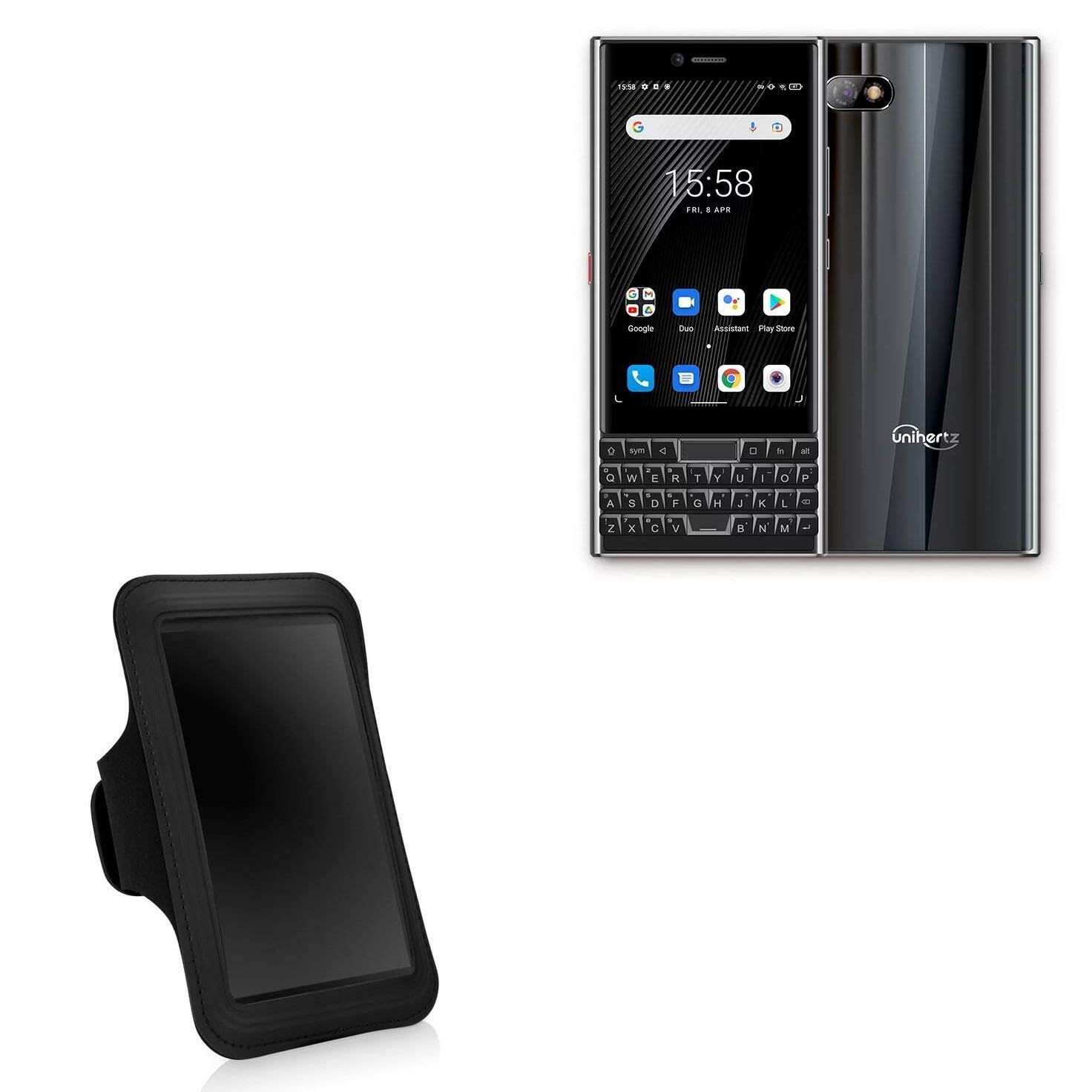 BoxWave Case Compatible with Unihertz Titan Slim - Sports Armband, Adjustable Armband for Workout and Running for Unihertz Titan Slim, Unihertz Titan Slim | Atom L - Jet Black