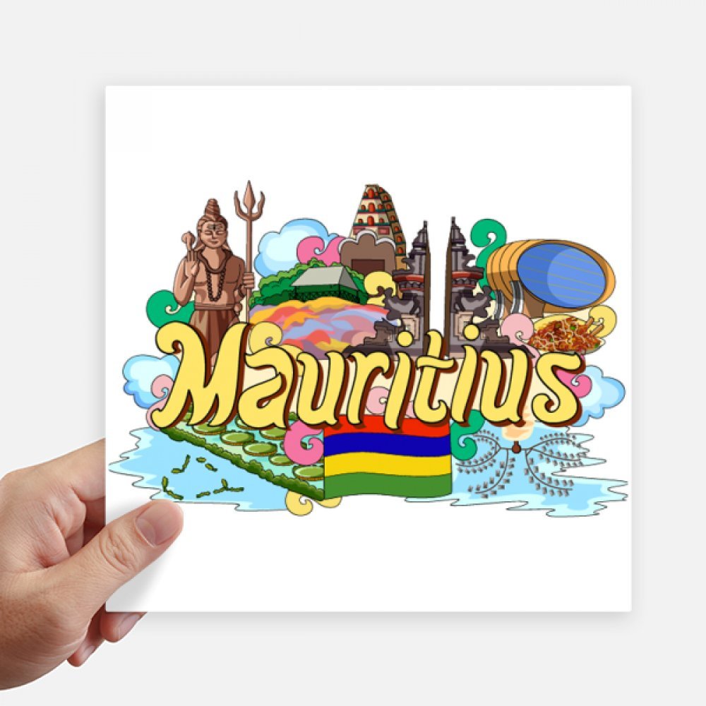 Autocollant graffiti Terre Ile Maurice 20 cm sticker carré pour décoration mur ordinateur moto