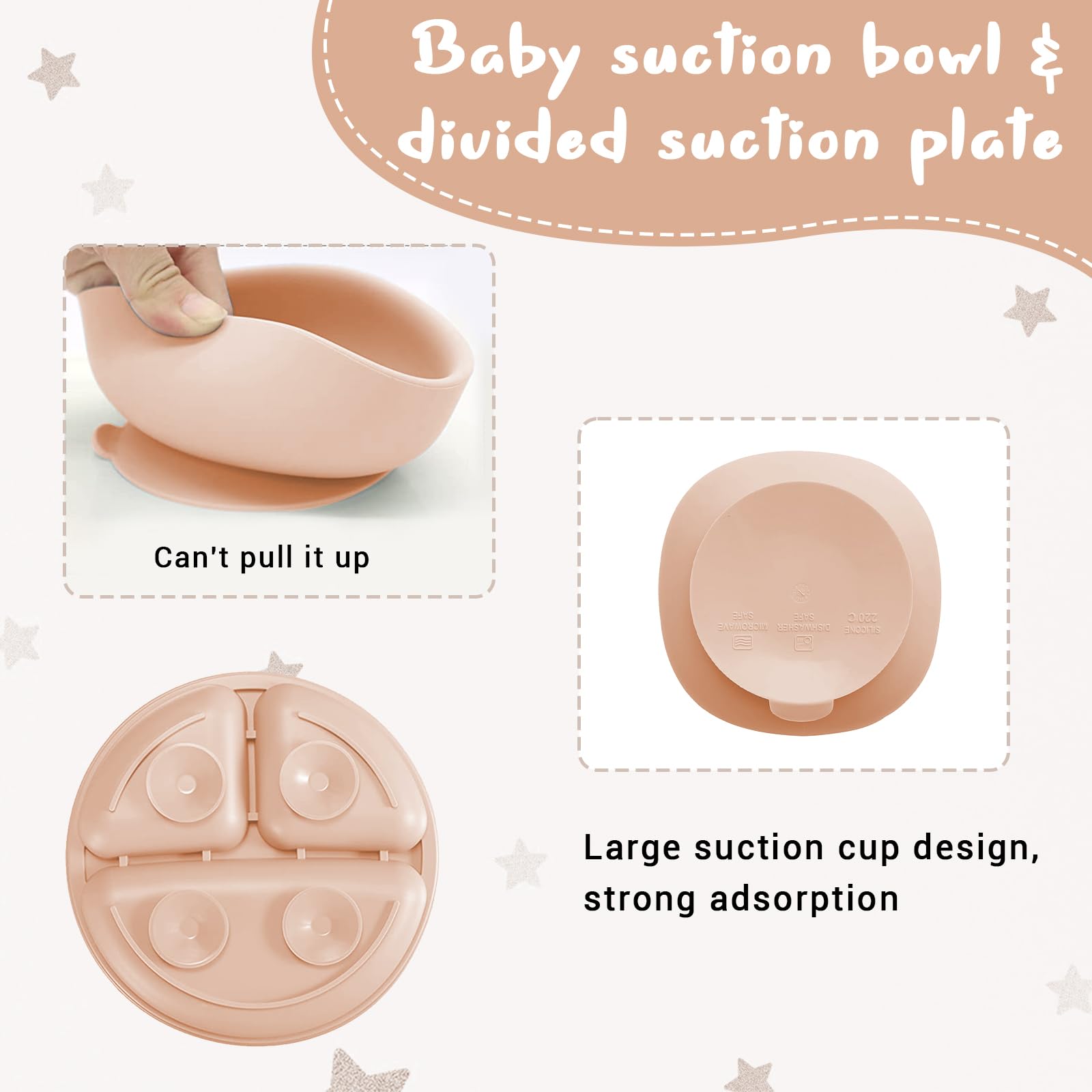 Bavaglini Pappa Svezzamento, Set da 10 Pezzi Svezzamento Set, Silicone Piatto con Ventosa Ciotola Cucchiaio Forchetta Bavaglino, Training Esercitarsi A Mangiare Da Soli,Bavaglino Silicone