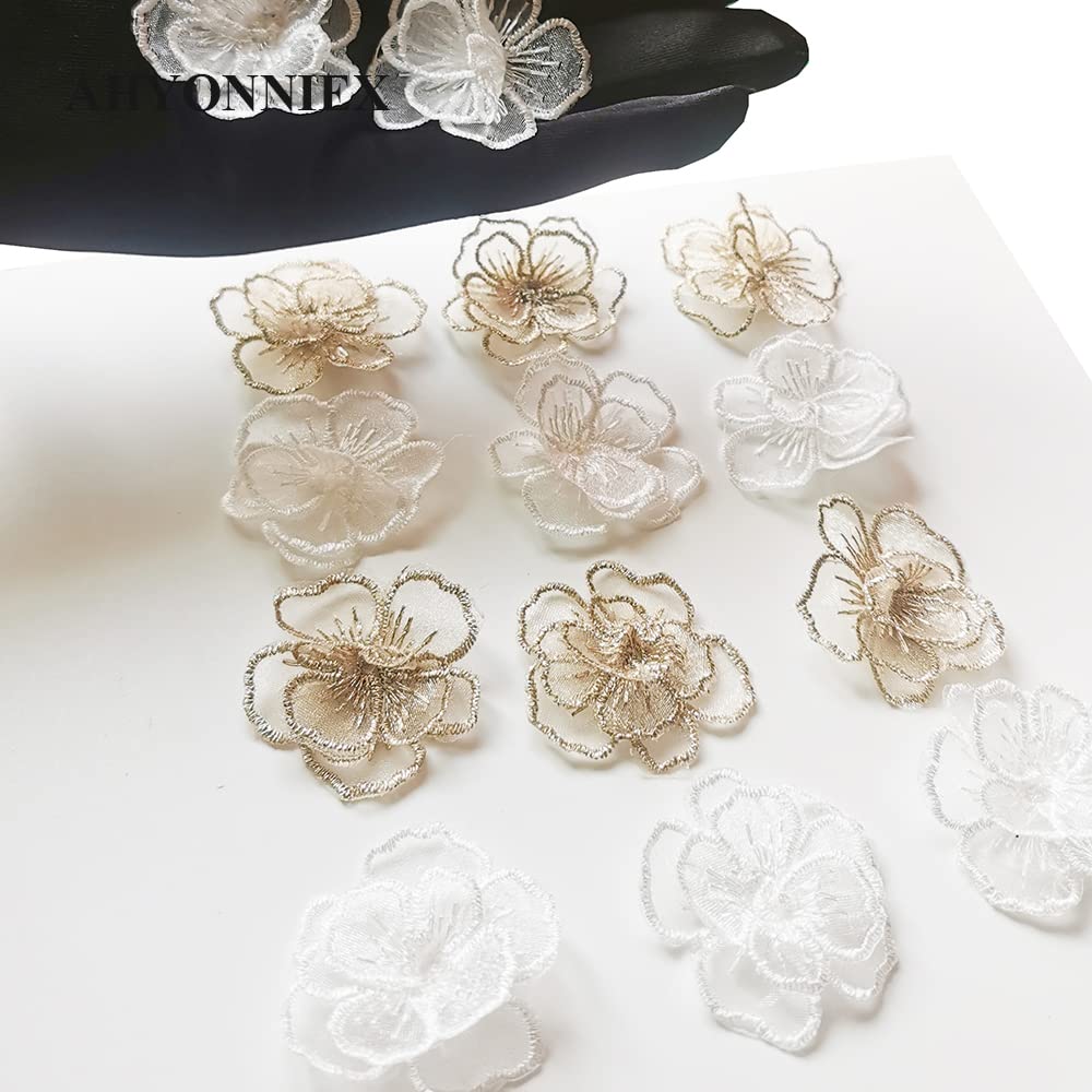 Applicazione In Pizzo Ricamato Fiore Vintage In Organza - Toppa Per Abiti Da Sposa, Costumi E Fai Da Te - Poliestere - 4