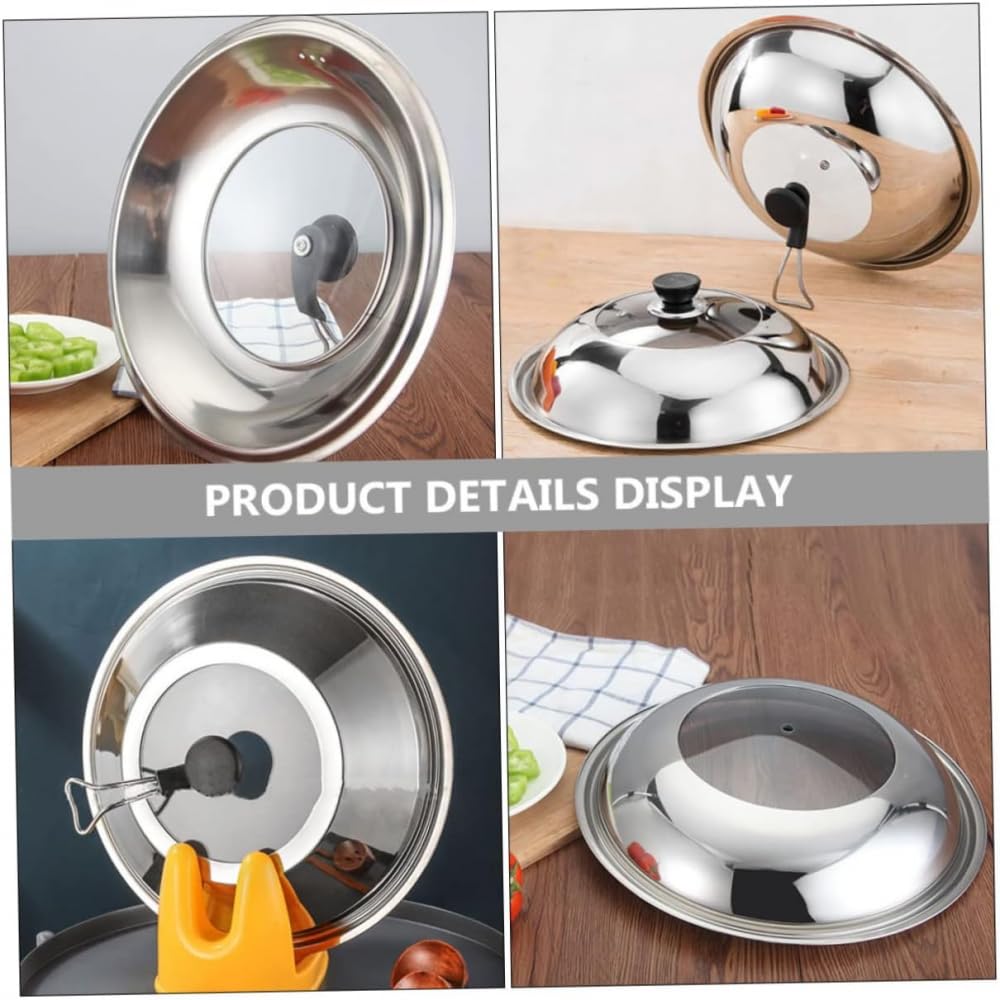Coperchio per pentola in acciaio inox, contenitore in vetro con coperchio, in silicone, per arrostire, con coperchio, coperchio visivo per pentola, copertura visibile, straccio, plastica, 40 cm