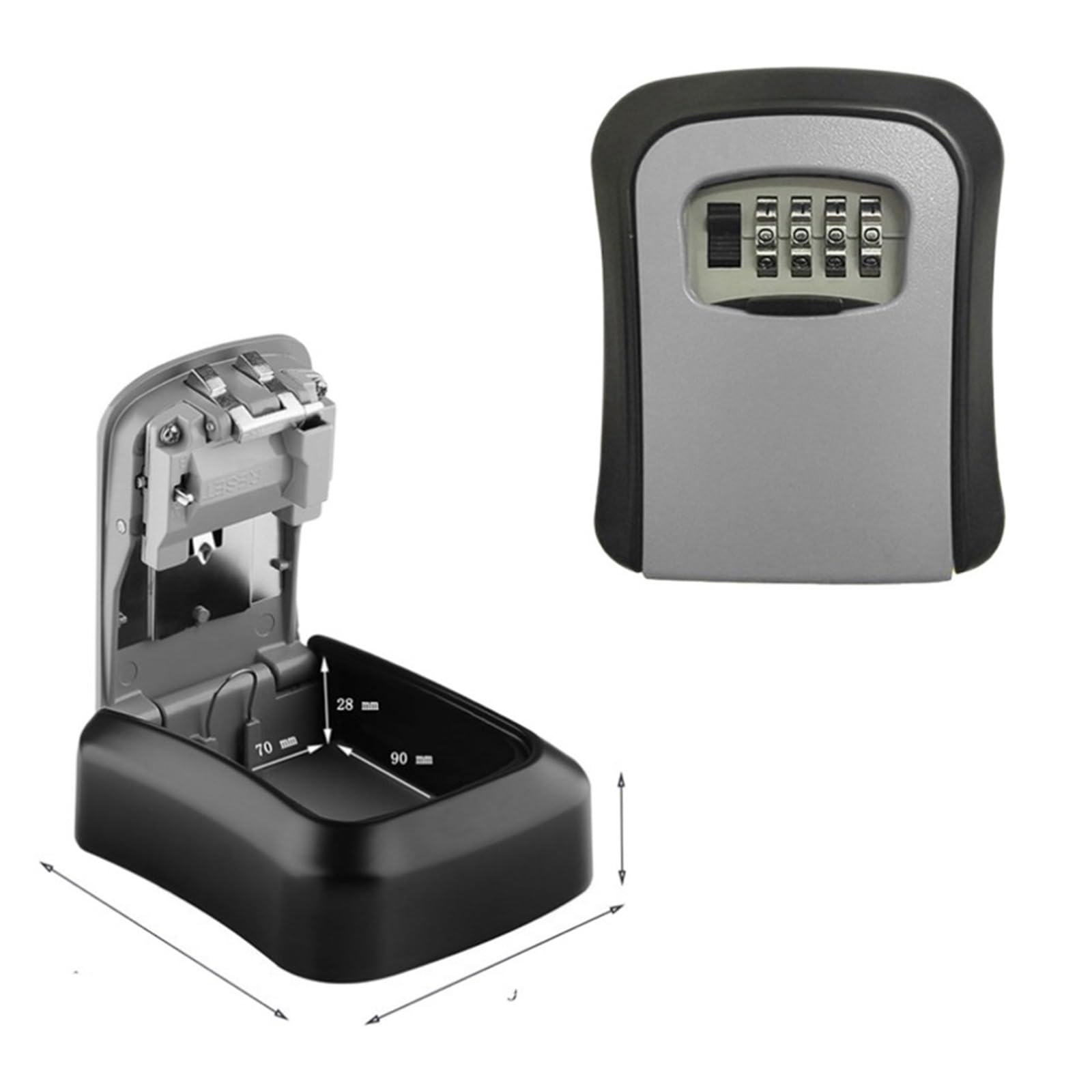 Security Safe Box Wall Mount Key Storage Secret Box Organizer 4 Digit Combination Password Security Protection Code Lock Home Safe Deposit(Style 2)