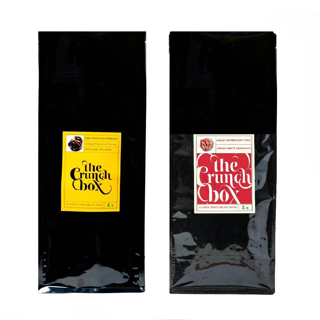 The Crunch Box presents | Dark Chocolate Popcorn (250Gms) & Creamy Snowberry Popcorn (250Gms) | Combo Pack of 2 | 500gms - Image 8 thumbnail